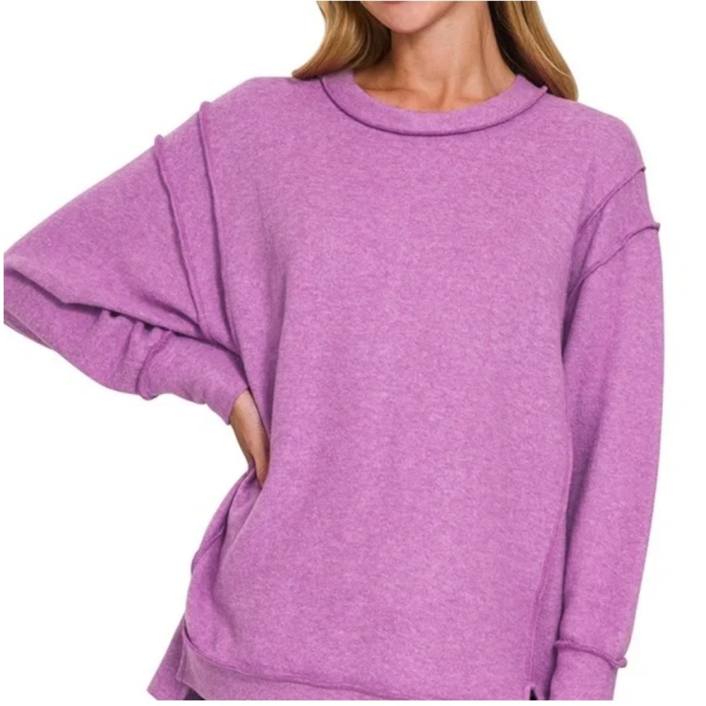 Zenana Purple Crewneck Sweatshirt